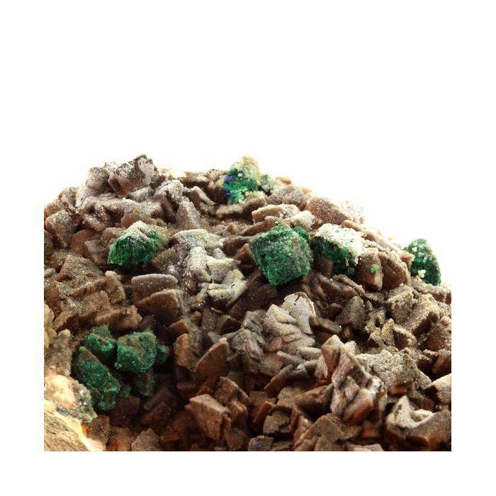 Pierres et Minéraux. Ankerite + Chalcopyrite + Malachite. 820.0 ct. Millau, Aveyron, Occitanie, France.