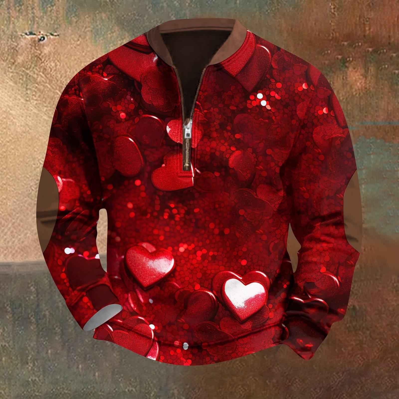 

Мужская ретро-повседневная толстовка с принтом ко Дню святого Валентина с 3D-стежкой L