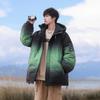 Men and women with the same hooded white duck down jacket winter new gradual change of color loose casual fashion versatile