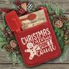 Christmas Oven Mitt with Storage Pocket Heat-Resistant Pot Holder And Baking Tool Organizer Holiday Baking Essentials