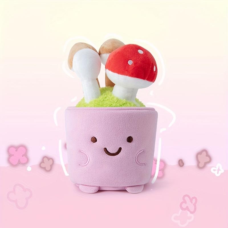 2in1 Cute Plant Potted Plush Toys Tulip Mushroom Aloe Vera Begonia Lucky Grass Plant Doll