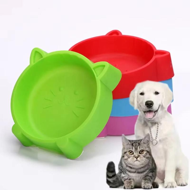 Cute Cat Ear Design Pet Bowl - Non-Slip Plastic Food & Water Feeder For Dog & Kittens & Small Puppies, Durable & Eco-Friendly