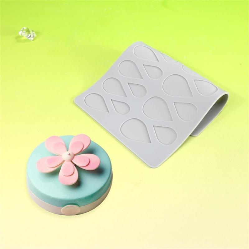 Flexible Silicone Mould With Petal And Water Drop Design Heat Resistant Baking Tool Petal Fondant Mould For Dessert Craft