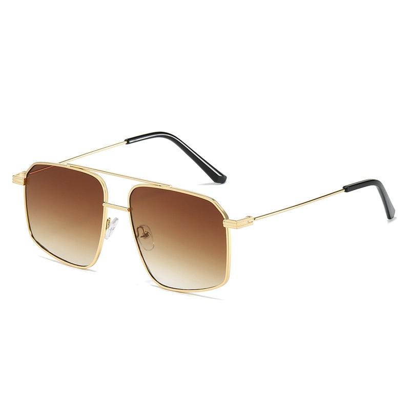 

Vintage Retro Double Bridges Square Shape Sunglasses for Women Fashion Sunglasses UV400 Men Trending Metal Hollow Sun Eyeglasses as picture
