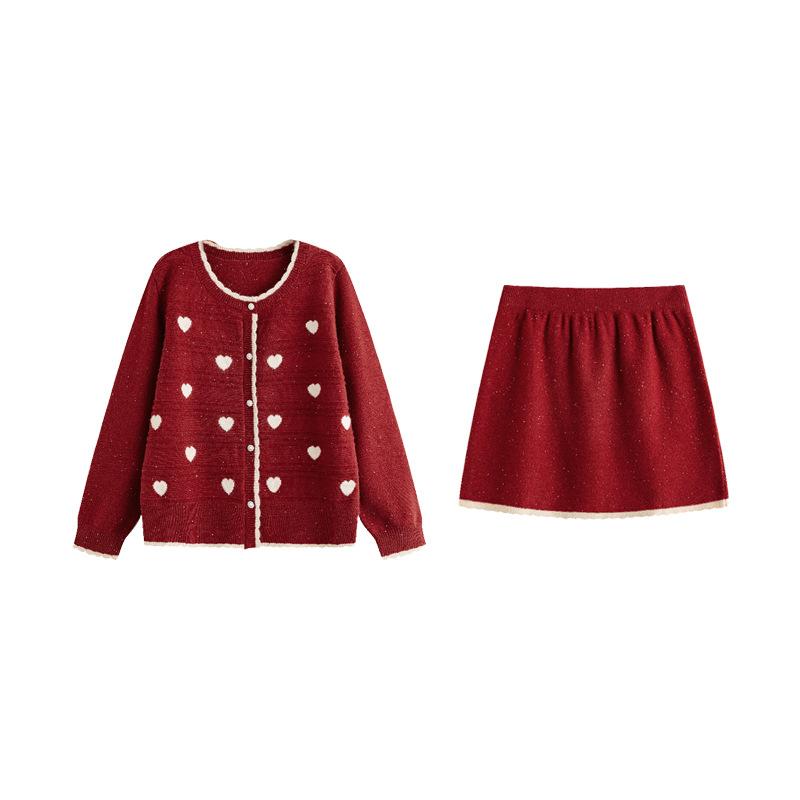 

Плюс Размер Женский Темперамент Трикотажный Кардиган Пальто Полуюбка Костюм Из Двух Частей XXXL красный