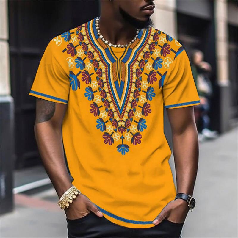 Dashiki tribale africano T-shirt 3D da uomo Moda Fresco Quotidiano Stile etnico T-shirt Outdoor Street Personalità Top Abbigliamento estivo