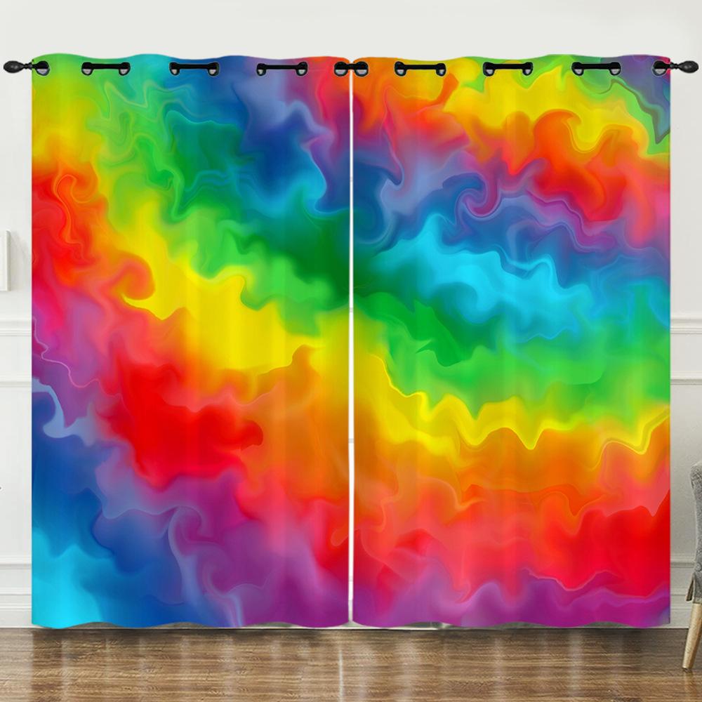 

Штора 3D Цифровая печать Светонепроницаемая штора Цветная облачная штора Спальня без пробивания 97cm*114cm*2