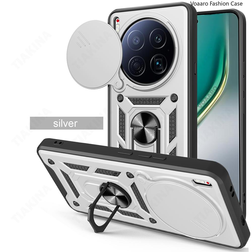 

Slide Lens Armor Funda for Tecno Camon 40 Premier Case for Tecno Camon 40 Premier Case Magnetic Ring Stand Holder Cover Capa Camon 40 Premier серебряный