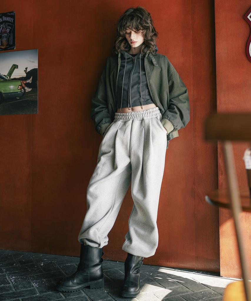 PUNCHLINE From Over Double-Tuck Balloon Sweatpants Grey Nslp9185