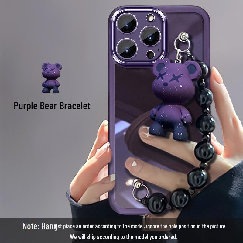 Transparent Little Bear Bracelet Case for iPhone 16 Pro Max/14/15 - New Fashion Protective Cover
