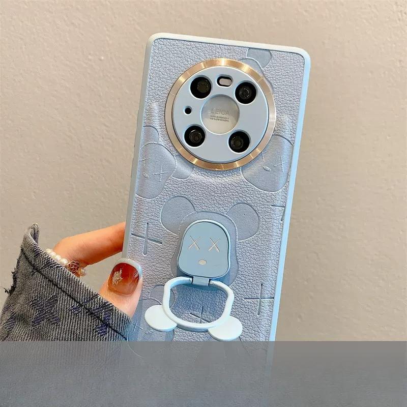 Huawei Pura70U Phone Case, Trendy Brand Violent Bear Mate60pro Leather Embossed Nova12 Drop Case