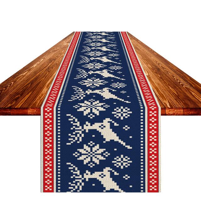 Christmas Decoration Table Runner Linen Table Runner Home Kitchen Restaurant New Year Dinner Anti -Fouling Table Runner