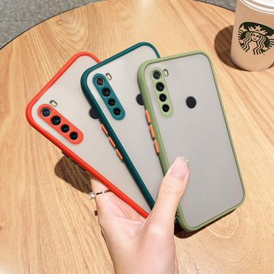 Huidvriendelijk Mat Siliconen Telefoonhoesje Voor Xiaomi Redmi Note 8 Pro Note 8 9 9s 10 10s Pro 4G Contrastkleurige Knop Schokbestendige Cover Cases
