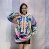 Korean Oversized Rhinestone Hooded Sweater Trendy Women's Autumn Print Knitted Top
