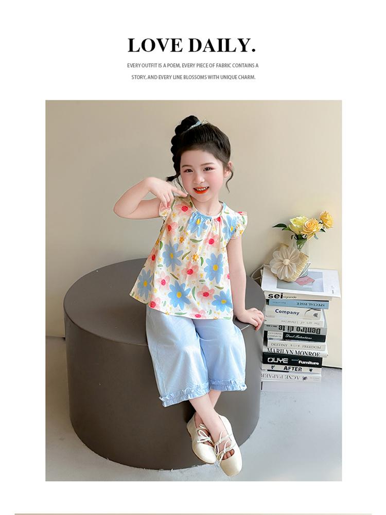 Girls' Summer Outfit New Fashionable and Stylish Baby Sleeveless Top, Children's Pants, Princess Summer Clothes, Children's Clothing