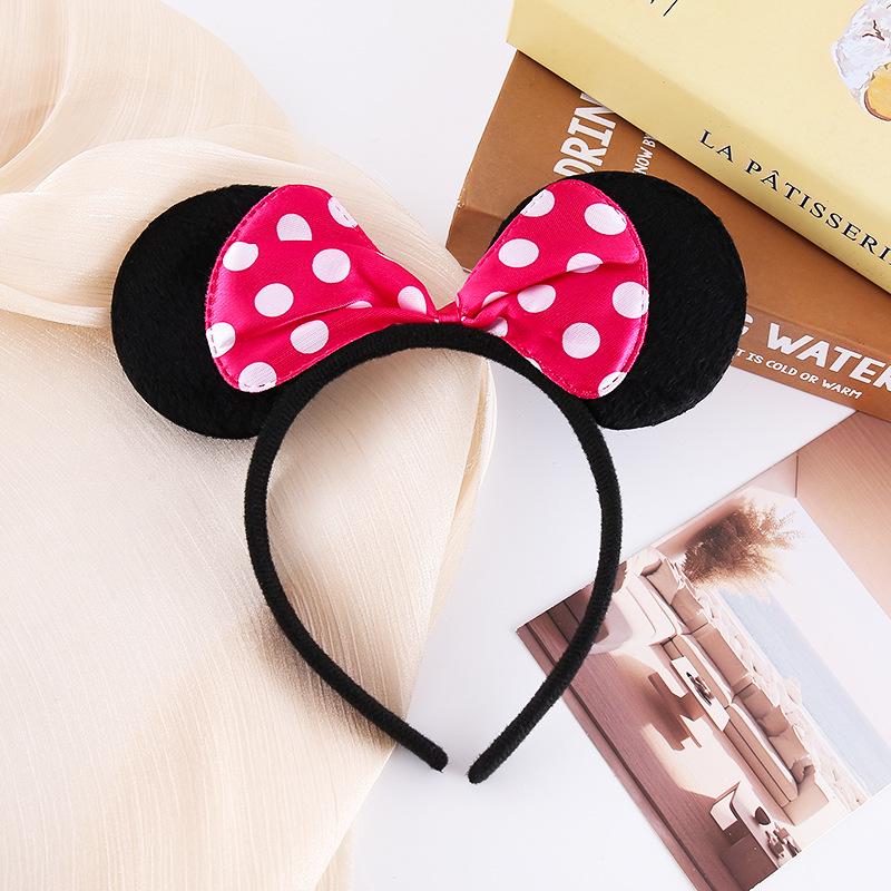 Mickey Mouse Ears Headband with Minnie Bow for Children's Festival and Party
