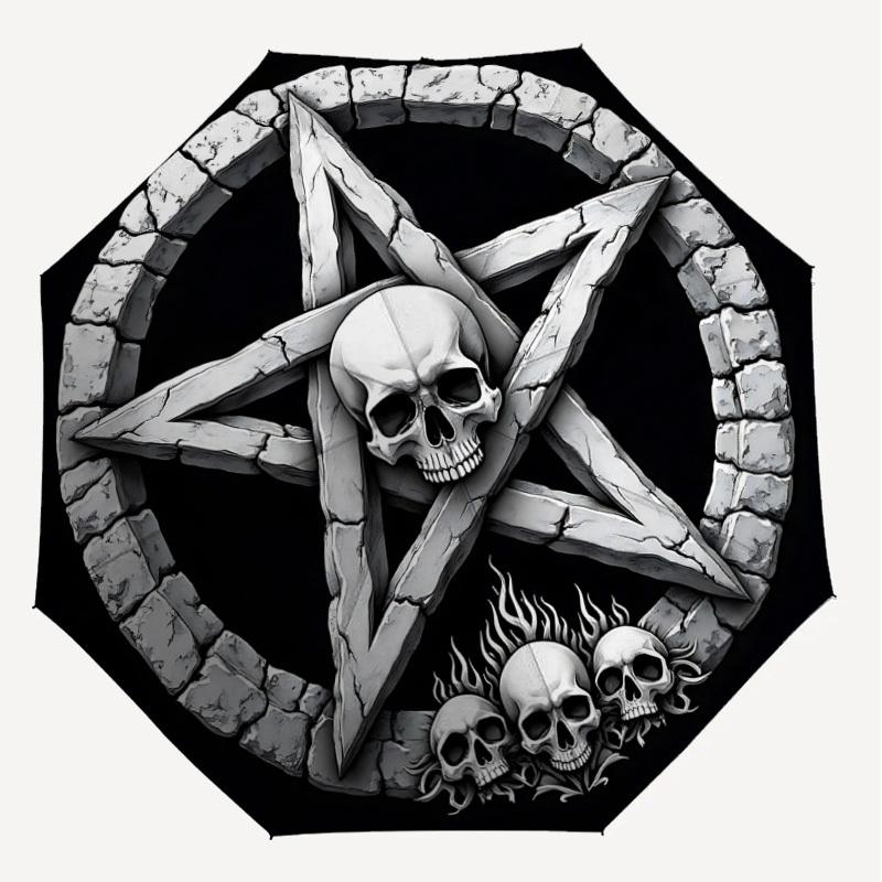1PC Skull Star Umbrella-8-Rib Reinforced, Automatic Open, Lightweight & Durable, Cute Fashion Accessory for Outdoor-F2659