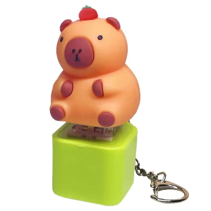 

Кнопка Capybara Finger со светодиодной подсветкой и музыкой Capybara Fidget Keychain Fidget Toy Capybara Sound Keychain Stress Relief Toy оранжевый