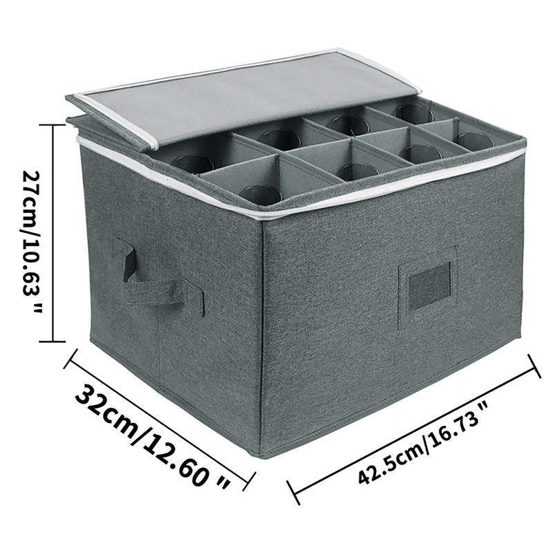 12 stk Glass Vinglass Stenkvarer Oppbevaringsbokser med skillevegger