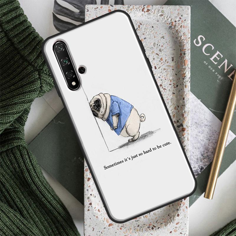 Pug Dog Funny Cartoon For Huawei Nova 12i 11i 8i 12s 9 10 SE Y91 Y90 Y60 Y70 Y72 Y61 P20 P30 P40 Lite P60 Pro Case