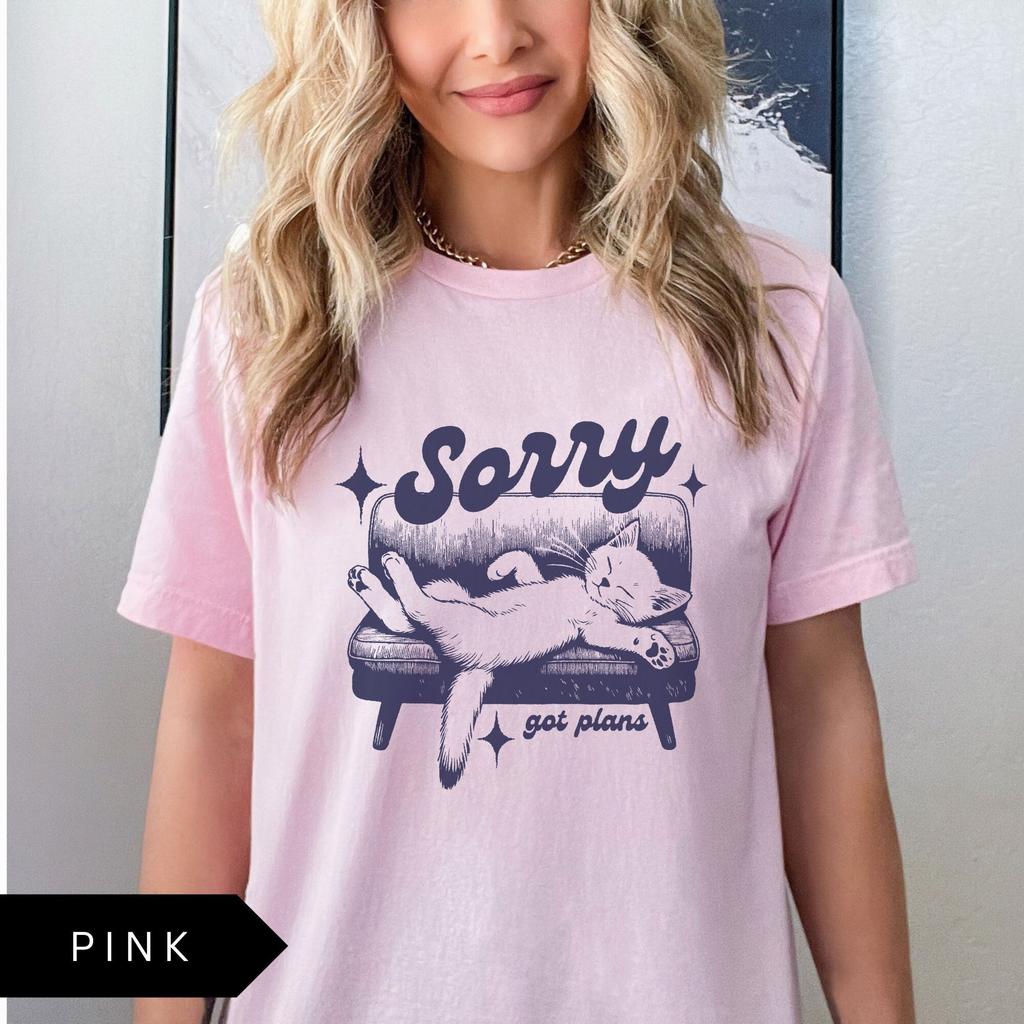 Sorry Got Plans Shirt, Funny Cat Shirt, Cat Lover, Lazy Tshirt, Retro Tshirt, Vintage Shirt, Mental Health Shirt, Meme T Shirt, Relaxing