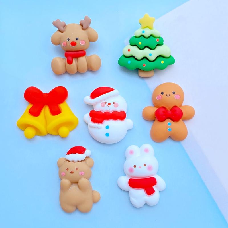 10 Stück Neue Niedliche Mini-Weihnachtsserie Flache Rückseite Harz-Cabochons Scrapbooking DIY Schmuck Handwerk Dekoration Zubehör