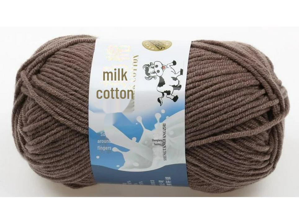 5-Strand Milk Cotton Baby Wool Hat & Scarf Hand-Woven Medium-Thick Yarn Set