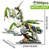 FUNXINEE 999Pcs Mantis Robot Building Blocks Set With Light Creative 3D Puzzle Model Desk Decoration Best Gift For Kids Adults