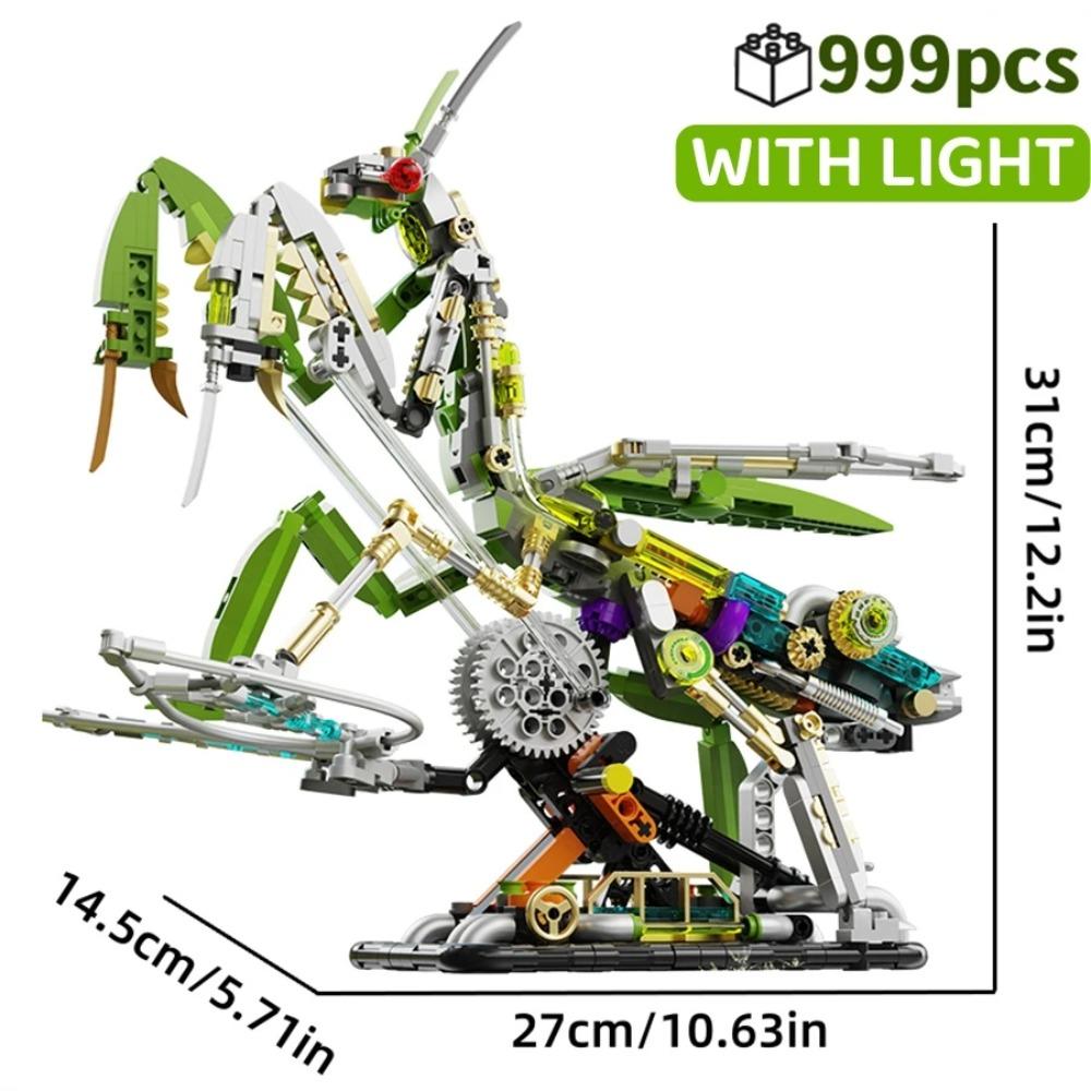 FUNXINEE 999Pcs Mantis Robot Building Blocks Set With Light Creative 3D Puzzle Model Desk Decoration Best Gift For Kids Adults