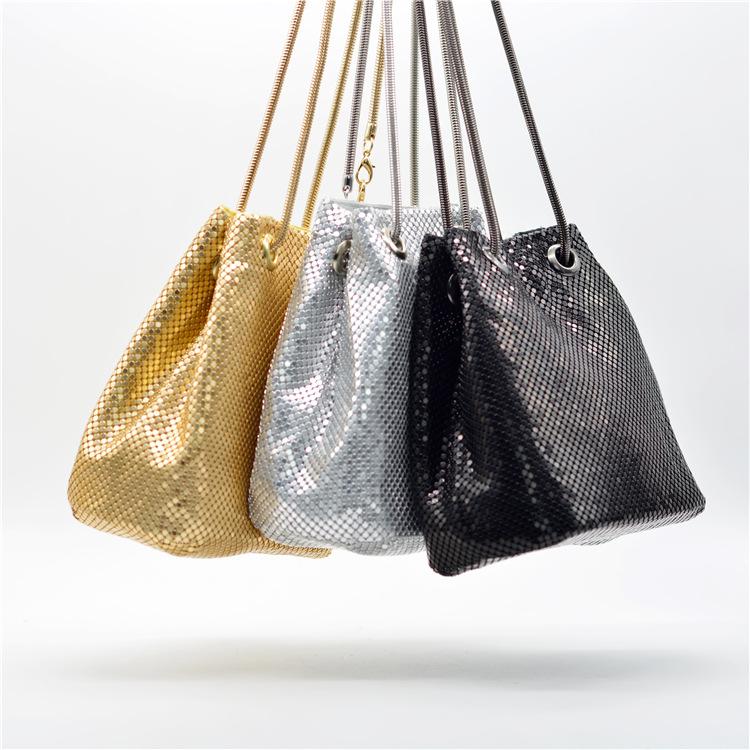 Fashion One-shoulder Messenger Bucket Bag Silver Sequined Bucket Evening Bag Women crossbody purses and handbags luxury designer