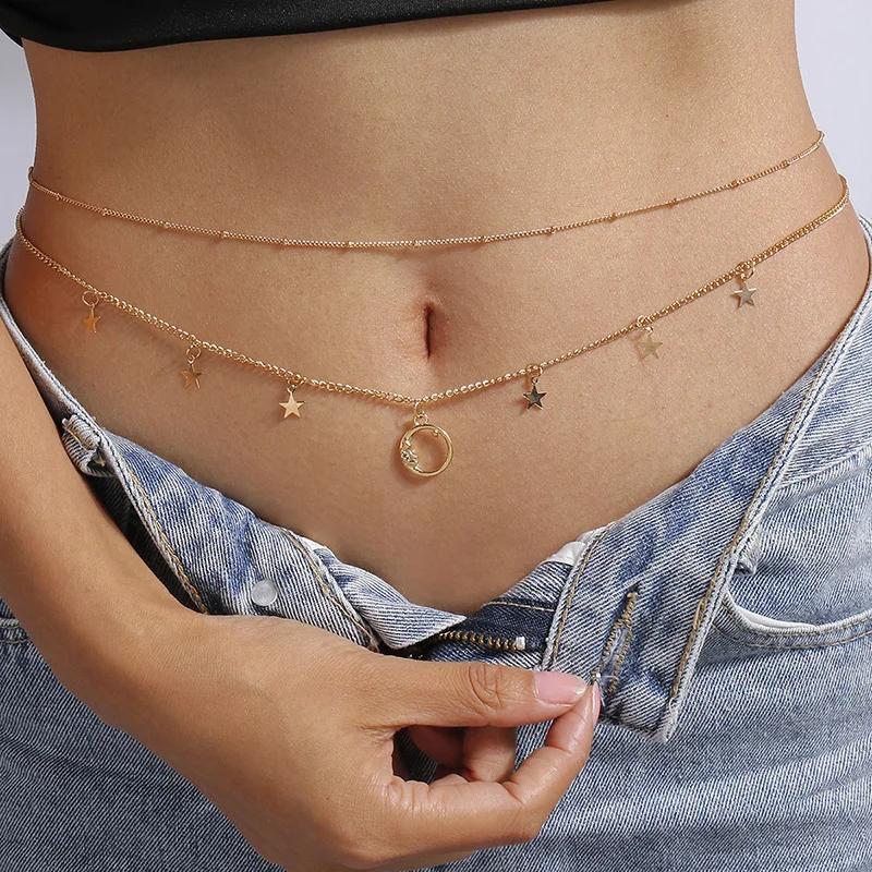 Simple Double Layer Bead Chain Ladies Waist Belly Chain Belly Belt Chain Body Jewelry Spring Summer Gifts