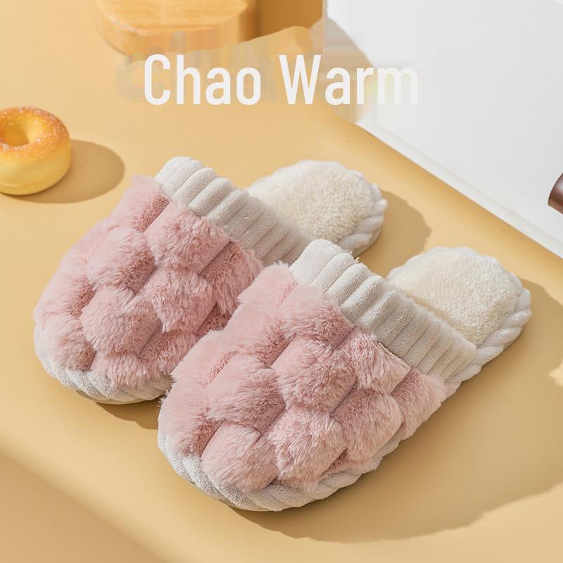 Cotton Plush Slippers for Men & Women: Non-Slip, Warm, Indoor Use - Ideal for Spring, Autumn & Winter