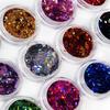12 barev Nail Art 3D kosočtverec Třpytivý tvar Flitry Pudr Nehty Tip Dekorace
