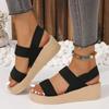 fashion Women's fashion trend anti-slip wear-resistant pure black belt soft soled high-heeled sandals