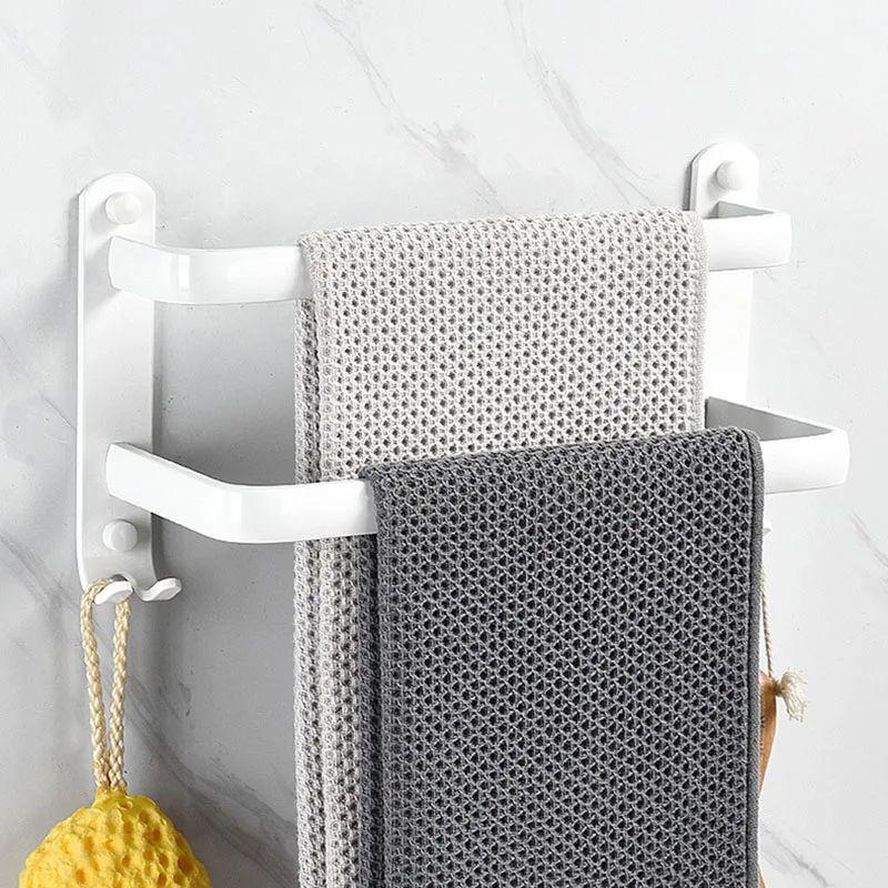 White Aluminum Bathroom Towel Rod Wall-mounted Toilet Towel Storage Rack 1/2/3 Layer Rod Towel Rack Bathroom Hardware 30-50cm