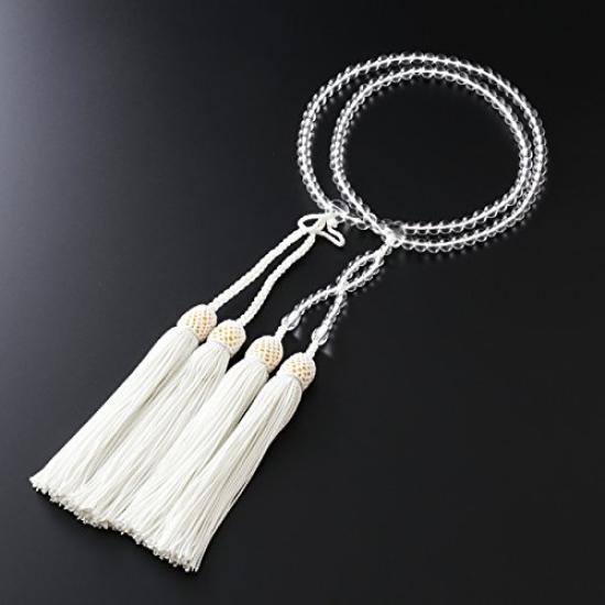Hayashi Kyo Butsudan Buddhist Altar, Jodo Shinshu Buddhist Prayer Beads, 8 inches, Genuine Crystal (Women's), Formal Style [Prayer Beads Bag Set]