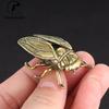 Retro Small Animal Statue Metal Brass Insect Cicada Figurine Miniature Desktop Ornament Study Table Decoration Craft Accessories
