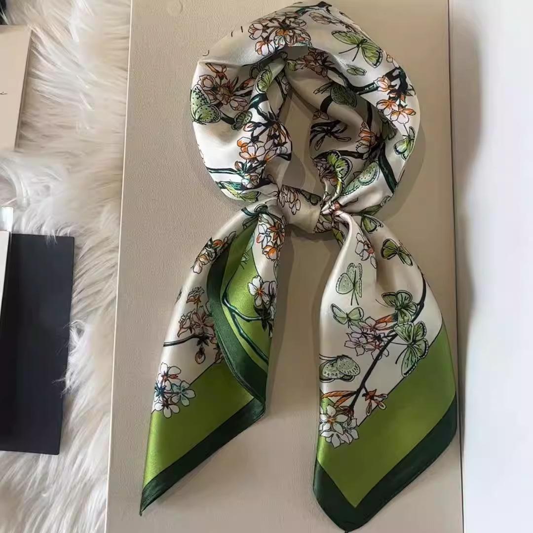 100% mulberry silk 65 silk satin French light luxury butterfly silk scarf women s French birthday gift square scarf 65*65cm