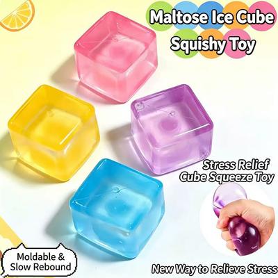 Soft Cube Slowly Rising Sensory Toy, Soft Ice Block Pinching and Pressure Reducing Squeezing Toy, Hand Exercise Calming Tool