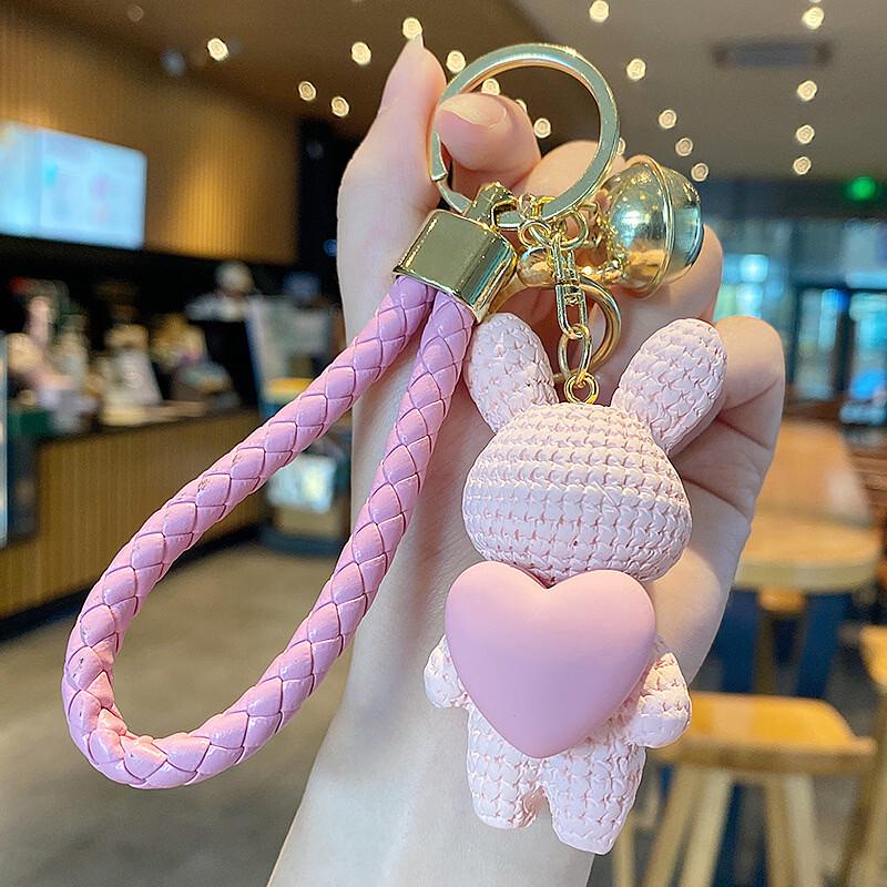 Chuangbaosen Resin Heart Rabbit Keychain Pendant
