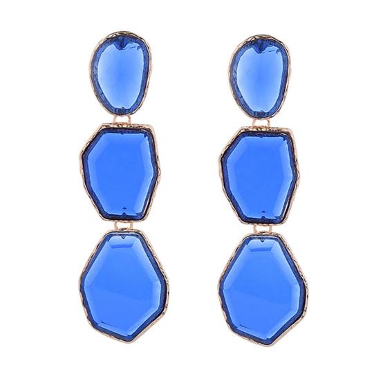 

1 пара женских длинных висячих серег неправильной геометрической формы из смолы, многослойные гладкие гальванические украшения для ушей, женские выпускные коктейли, висячие уши синий