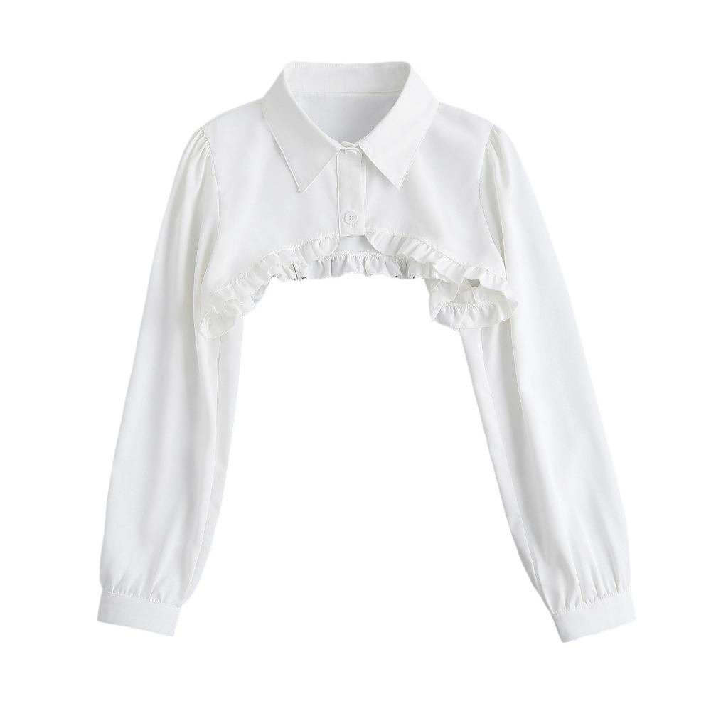 

Lace False Collar Chiffon Loose Top Coat Beautiful Clothes Accessories Girl білий