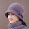 In The Elderly Hat Female Autumn and Winter Mother Wool Hat Fleece Warm Basin Hat Knitted Bucket Hat