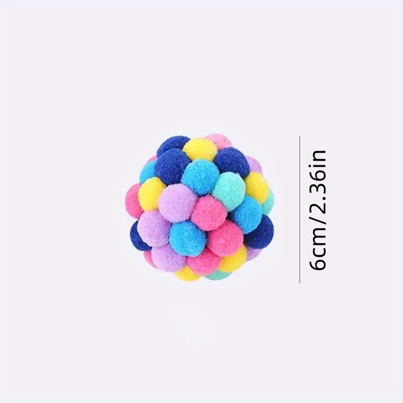 Cat Toys Cat Plush Ball Toy Pet Elastic Bell Ball Self Hi Ball Playing Cat Colorful Woolen Ball