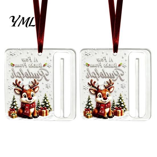 Customizable Holiday Gift Holders 2Pcs Christmas Cash Holder Ornament, Acrylic Money Hanging Decor with Santa Claus Ornaments Snowman Design,