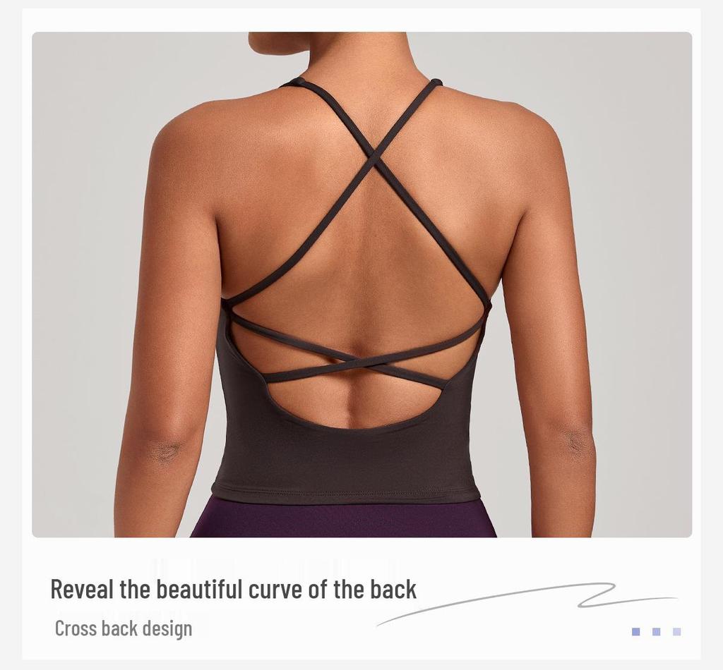 Cross-Strap Quick-Dry Yoga Vest: Versatile Running Sports Top with Stylish Back Design