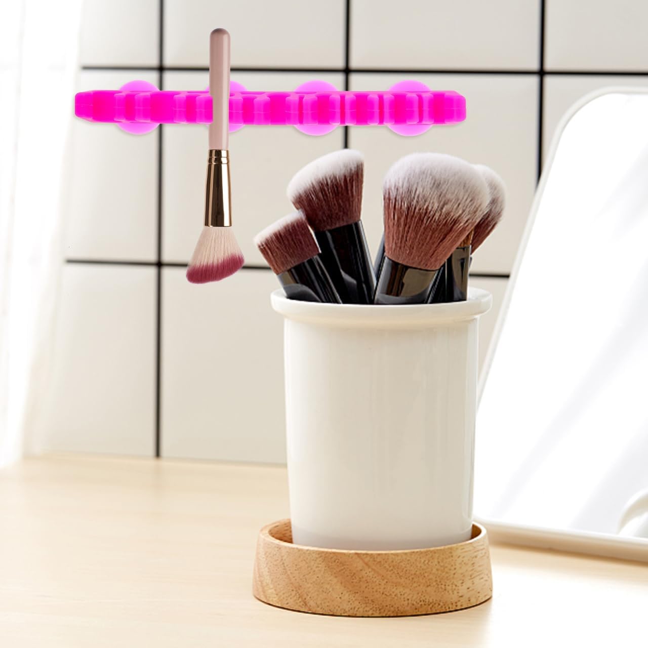 Beauty Makeup Brush Shelf 1pc Makeup Holder, Makeup Storage Rack Silicone Makeup Brush Drying Holder for Painting Pen Eyeliner Pencil Black Drying