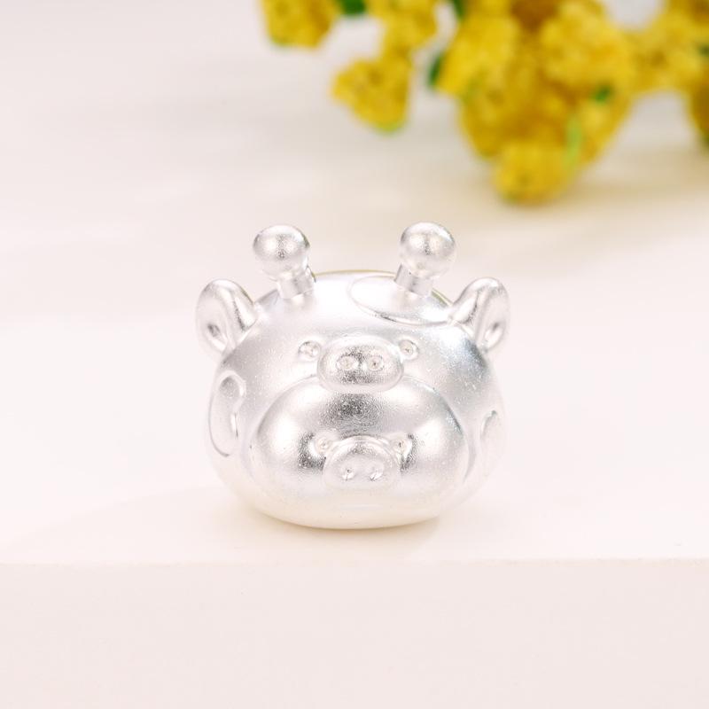 Sterling Silver 999 Bee and Ruru Pig Cartoon Handmade Rope Jewelry