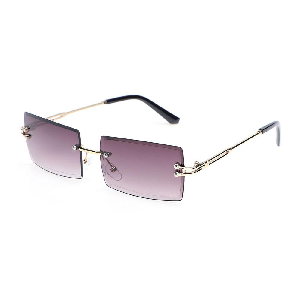 Retro Fashion Sunglasses Frameless Rectangle Gradient UV400 Women Summer Travel Metal Rimless