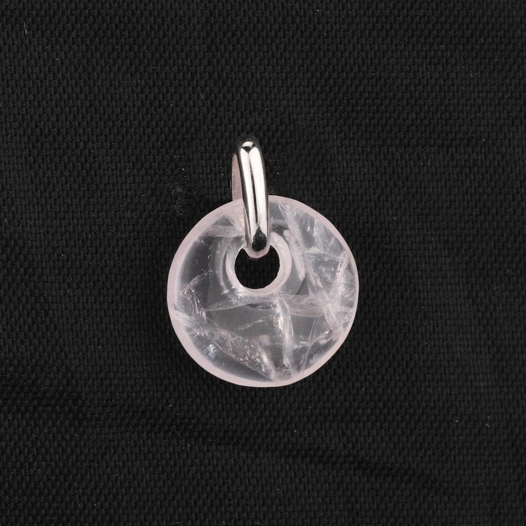 Rose Quartz Donut Pendant 925 Sterling Silver Gold Plated Rhodium Minimal Fine Jewelry Gift for Her